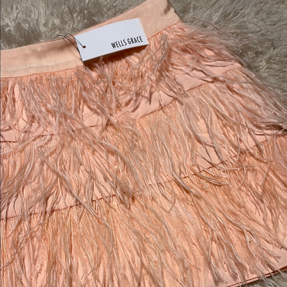 Wells Grace Peach Feathered Skirt - Picture 2 of 4